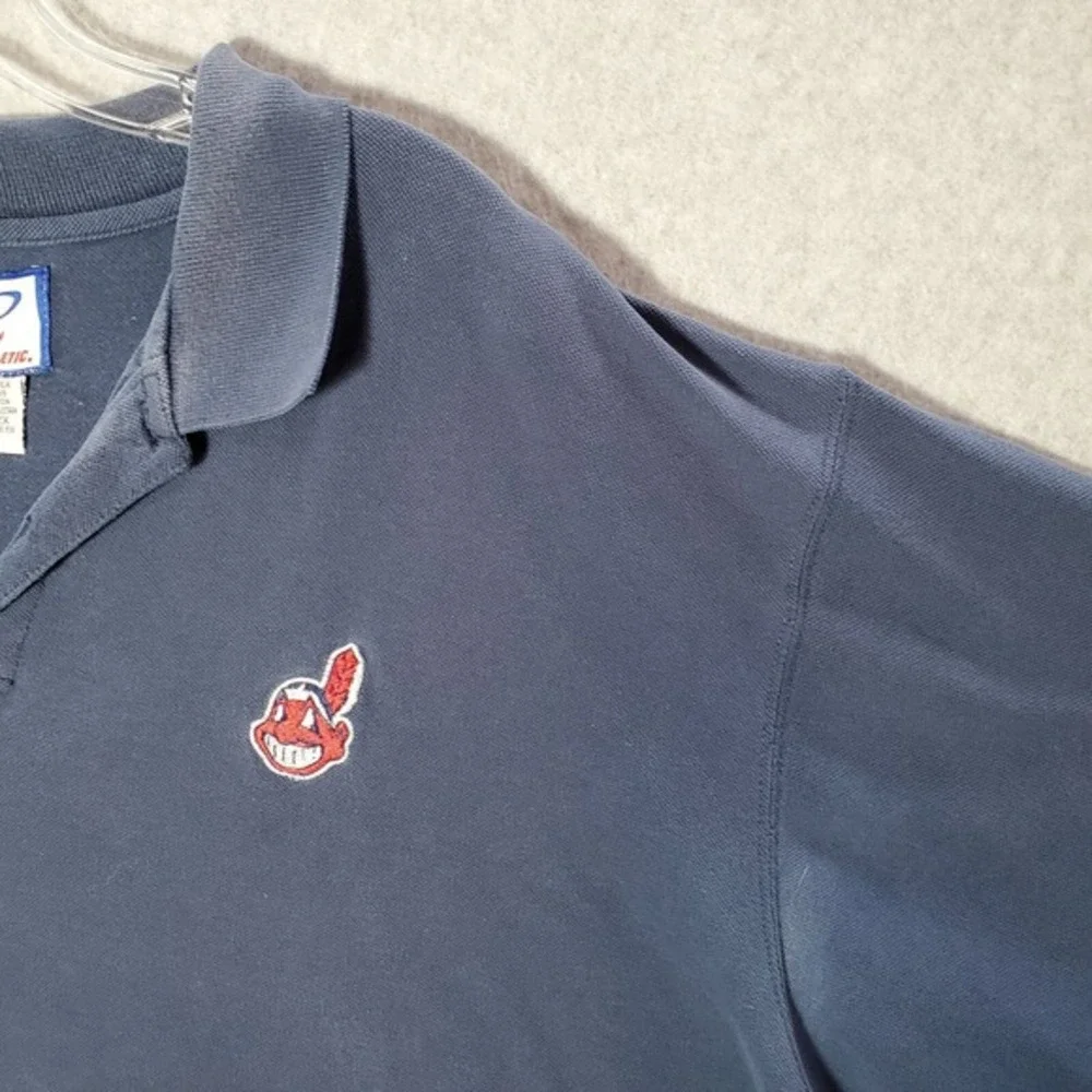 VINTAGE Cleveland Indians Men‎ Polo Shirt 2XL Blue Logo Athletic Embroidered 90s